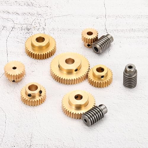 uxcell Worm Gear Set Right Rotation 20T 1 Module 20:1 Reduction Rate - size: Gear-5mm, Worm-8mm Bore, style: 1M-20T