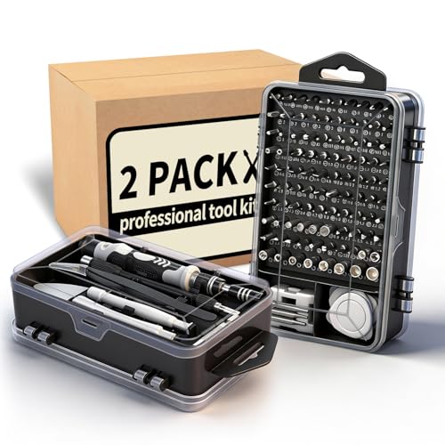 2-Pack Precision Screwdriver Set: 122 Magnetic Bits Electronics Repair Kit for Office Equipment Maintenance - Laptop, Computer & Peripherals, Bulk Supply for Repair Store, IT Departments, Business Use - color: Gray-122pcs-2pack