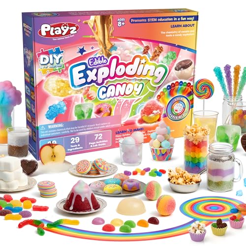 Playz Edible Exploding Candy Making Kit for Kids Age 8-12, 29+ Fun Science - style: Exploding Candy