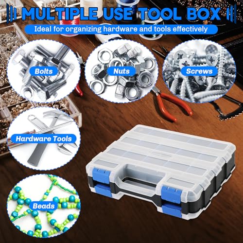Small Parts Organizer 2Pack Storage Case Tools Box 34-Compartments - color: Blue