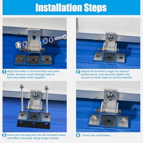 Solar Panel Mounting Brackets, 8PCS Adjustable RV Solar Panel Mount, Tilt Angle 10-60 Roof Mounting Kit for Solar Panels 400 W, 500 W - size: 8 Pieces