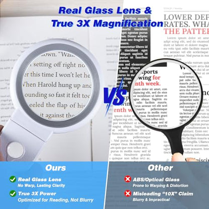 Magnifying Glass with Light and Stand, Foldable Magnifier for Reading - color: White