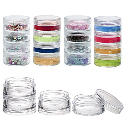 5 Set (20 Pieces) Stackable Cosmetic Containers with Screw Lids and Labels，10 Grams Clear Plastic Empty Jars Small Makeup Sample Containers for Beauty Products - color: Clear, size: 10g (5 Sets, 20 Pieces, Stackable)