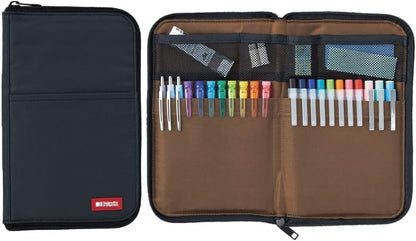 LIHITLAB LAB Slim Pen/Pencil Pouch, Wide, 0.7 × 5.5 × 8.5 Inches, Black (A7653-24) - color: Black, size: 0.7 × 5.5 × 8.5 Inches