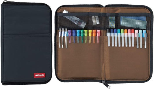 LIHITLAB LAB Slim Pen/Pencil Pouch, Wide, 0.7 × 5.5 × 8.5 Inches, Black (A7653-24) - color: Black, size: 0.7 × 5.5 × 8.5 Inches