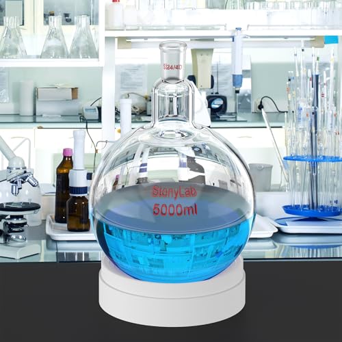 StonyLab Glass Single Neck One Neck Round Bottom Flask RBF, with 24/40 Standard Taper Outer Joint (5000ml) - size: 5000 ml