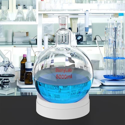 StonyLab Glass Single Neck One Neck Round Bottom Flask RBF, with 24/40 Standard Taper Outer Joint (5000ml) - size: 5000 ml