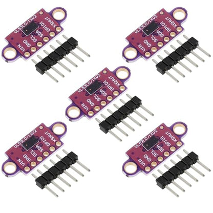5 Pcs VL53L0X Lidar Sensor 2m Range High Precision Single-Point Distance Sensor GY-VL53L0XV2 Compact Lightweight ToF Module with I2C Interface for Arduino Raspberry Pi Robot IoT Projects Smart Homes - color: Purple