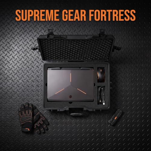MEIJIA Waterproof Hard Camera Case,Hard Laptop Case,Hard Case with Customized Fit Foam Included, Elegant Black,Fit for computers,camera,lens(Black, 21.62"X17.25"X4.87") - size: 21.62" x 17.25" x 4.87"
