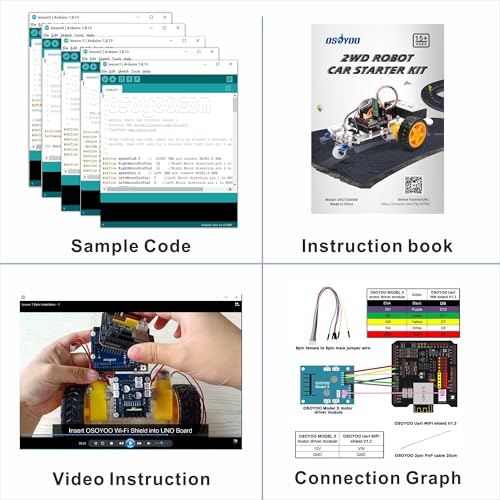 OSOYOO 2WD Robot Car Starter Kit for Arduino – Smart Educational Robotics Kit for Beginners and Adults | Build, Code & Control via WiFi, Bluetooth, IR | Learn Programming & Electronics