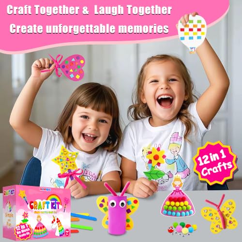 MHMYDIS First Craft Kit for Kids - 12 in 1 No Mess Creative Arts and Crafts kit for Kids Ages 4-8 - Toddler Crafts Kit Supplies - Gifts for Girls and Boys 3 4 5 6 7 8 Year Old (Unicorn&Princess) - style: Unicorn&Princess