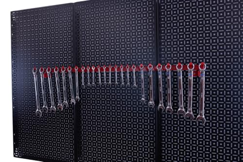 OmniWall Dual Set Wrench Organizer Metal Pegboard Organization System - Red - color: Red