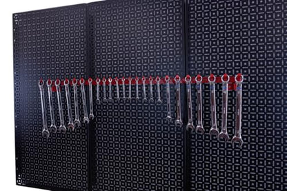 OmniWall Dual Set Wrench Organizer Metal Pegboard Organization System - Red - color: Red