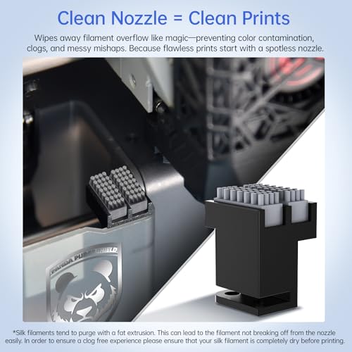 BIQU 2PCS Panda Nozzle Brush Kit for Bambu-Lab P1S/P1P/X1C/X1E 3D Printers, Plug in Play, Upgrade Dual Brush Heads Silicone Nozzle Wiper for Filament Cleaning