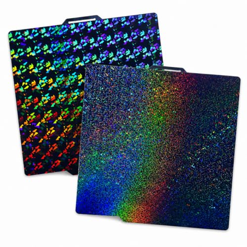 H1H Holographic Build Plate or Bambu lab X2D/P2S/X1/X1C/X1E/P1P/ P1S/A1, Rainbow Confetti+Starry Sky Spring Steel Plate Print Bed - color: H1H(ainbow Confetti+Starry Sky)