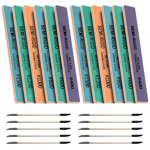22pcs Model Sanding Sticks Kit, Mini Detail Sanding Twigs Tools for Plastic Models Wood 400-1500 grit