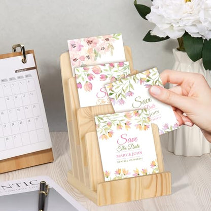 4 Tier Pine Wood Brochure Display Stand 6 x 9 inch Brochure Holder Pamphlet Display Stand for 5.5 x 8.5 inch 5 x 7 inch Booklets Menus Postcard Holder Multi Purpose Organizer - color: Wood Color Pine