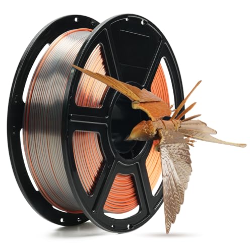FLASHFORGE Silk Tri-Color Filament, Gold, Silver and Copper 3 in 1 Coextrusion Silk PLA Filament 1.75mm, 3D Printer Filament Color Change 1kg(2.2lbs) Spool, Dimensional Accuracy +/- 0.02mm - color: Gold, Silver and Copper 3 in 1