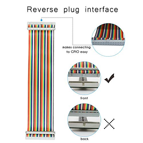 for Raspberry Pi GPIO Breakout, T-Type GPIO Expansion Board+830 Points Solderless Breadboard+65pcs Jumper Cables+40pin Rainbow Ribbon Cable
