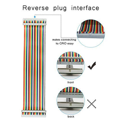 for Raspberry Pi GPIO Breakout, T-Type GPIO Expansion Board+830 Points Solderless Breadboard+65pcs Jumper Cables+40pin Rainbow Ribbon Cable