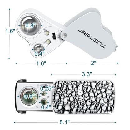 JARLINK 2 Pack 30X 60X 90X Illuminated Jewelers Loupe - color: White