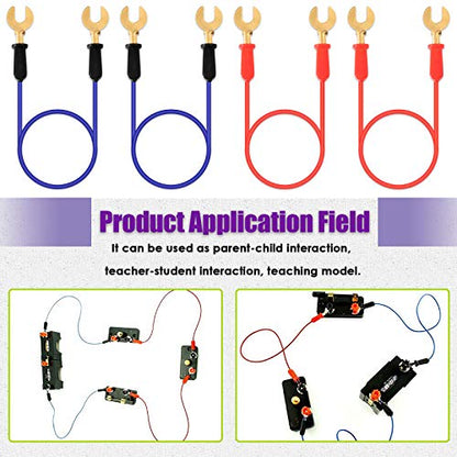 Swpeet 10Pcs Red + Blue Interconnect Circuit Wire Kit, Perfect for Physics Laboratory Electricity Connection,Demos Teaching Basic Principles of Electricity and Simple Circuit Wire Works - style: Interconnect Circuit Wire