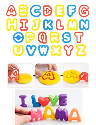 Kids Letter Molds Tools Set，Numeral Various Plastic Animal Molds for Creative Cutting (63 Pieces) - color: #01-65PCS