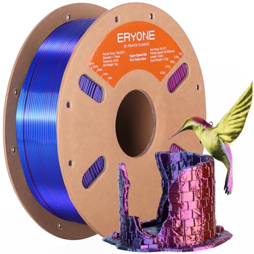ERYONE Silk Filament PLA+ 1.75mm Shiny 3D Printer Filament, Multicolor PLA 3 in 1, 1kg (2.2LBS)/Spool, HS Silk Tri Color Red Yellow Blue - color: Silk Pla+ 3 in 1 Red Yellow Blue