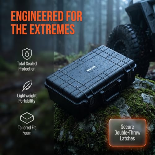 MEIJIA Waterproof Hard Camera Case,Hard Laptop Case,Hard Case with Customizable Fit Foam Included,Fit for Laptops,camera,lens(Black, 19.78"X13.93"X4.68") - size: 19.78" x 13.93" x 4.68"
