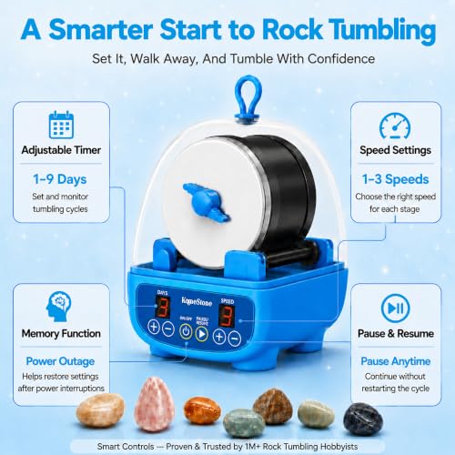 KomeStone K5 Rock Tumbler for Kids & Adults, Quiet Rock Polisher, Ages 6+