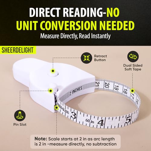 SheerDelight Body Measuring Tape, 2 Pack Retractable Body Tape Measure
