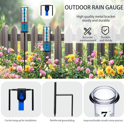Rain Gauge Outdoor, Freeze Proof Rain Gauges Outdoors Best Rated, Upgraded Accurate Rain Measure Gauge for Yard, Thickened Plastic Rain Meter with Stake, Large Font Water Gauge, Adjustable Height - color: 4-Section Rain Gauge 1