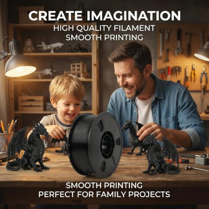 Matte PLA + 3D Printer Filament,PLA Filament 1.75mm, Neatly Wound 3D Printing Filament 1.75mm, Dimensional Accuracy +/- 0.02 mm, Fit Most FDM 3D Printers, 1kg Spool (2.2lbs),Black - color: Black