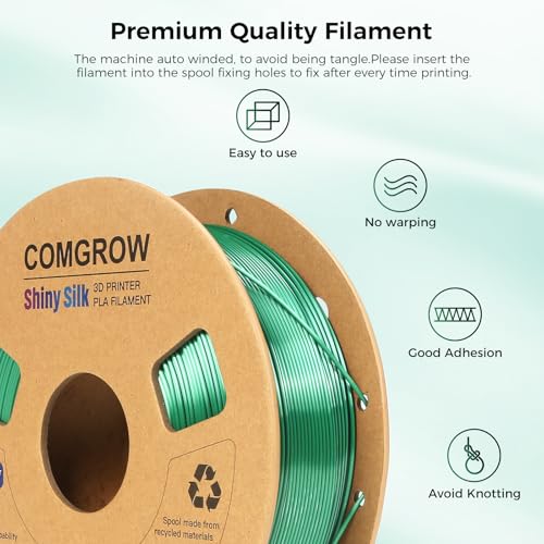 Comgrow Silk PLA 3D Printer Filament, Dual Color 2 in 1 Black and Green - color: Black&green
