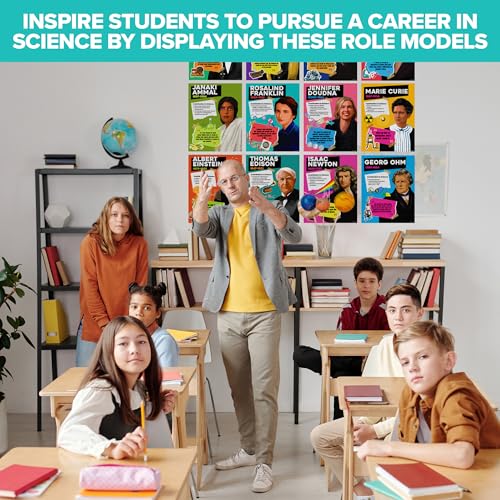 Decorably 12 Famous Scientists Science Posters for Classroom, 11x14in