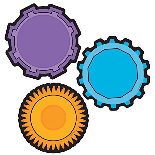Carson Dellosa 36-Piece Gear Bulletin Board Cutouts, Red, Yellow and Green Cutouts for Bulletin Board, Science, and STEM Classroom Décor, STEM Cutouts for Classroom (Pack of 2) - size: Regular (Pack of 2), style: Gears