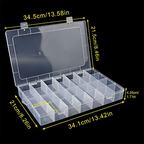 3Pack 28 Compartment Organizer Box with Parkical Adjustable Dividers, 28 Grids Plastic Storage Container for Jewelry, Craft DIY, Bead Organizer, Sewing, Dip Powder, Hair Accessories - size: 3 Pack 28 Compartment Organizer Box