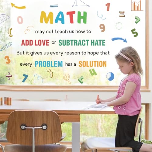LHIUEM 2 Sheets Large Math Quotes Wall Decals,Inspirational Mathematics Wall Stickers,Big Geometry Symbols Stickers,Fun Math Decals Blue Orange Colors,Full Algebra Posters for School Classroom Nursery - color: Big Math Wall Sticker