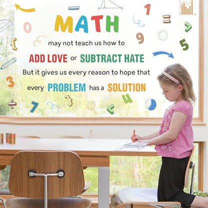 LHIUEM 2 Sheets Large Math Quotes Wall Decals,Inspirational Mathematics Wall Stickers,Big Geometry Symbols Stickers,Fun Math Decals Blue Orange Colors,Full Algebra Posters for School Classroom Nursery - color: Big Math Wall Sticker