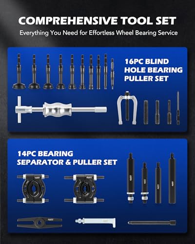 OMT 30pc Bearing Puller & Blind Hole Bearing Race and Seal Extractor Kit - color: Blue Case, size: 30pc Bearing Puller & Splitter Kit