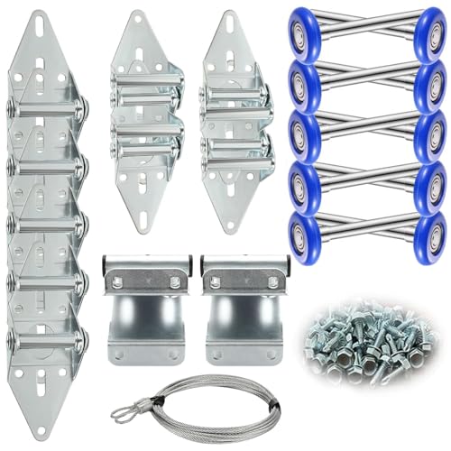 Linwnil Garage Door Rollers Hinges Set Bracket Screw Wire Rope Replacement Parts Blue Nylon Garage Door Wheels Quiet High Load 6200RS Seal Roller Hardware Tune Up Kit for 16 x 7", 18 x 7" Door