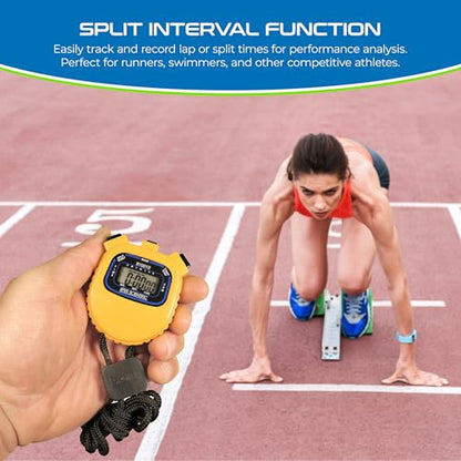 Sper Scientific Water Resistant Stopwatch 810012 - Digital Timer with Split Interval Function, 12/24 Hour Alarm Clock & Calendar for Sports, Labs, Fitness, and More - 4 pc - size: 4 Pack