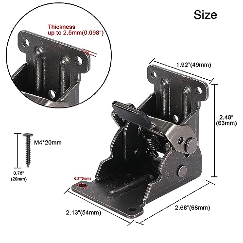 8Pc Fold Bracket for Table Bed Leg Feet,Self-Lock Hinge Hardware with Screw - size: Pack of 8