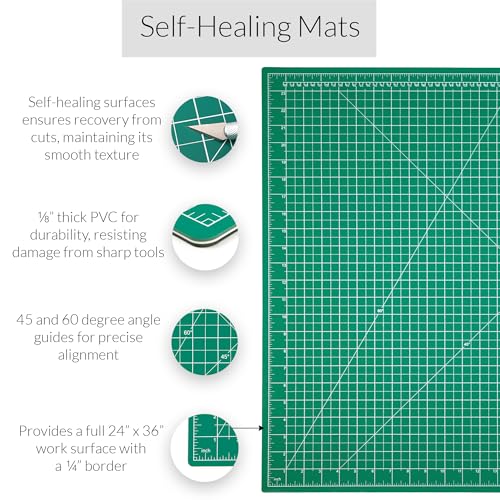 Breman Precision Large 24x36 Green Cutting Mat, Self Healing Cutting Board - color: Green/Black, size: 24x36