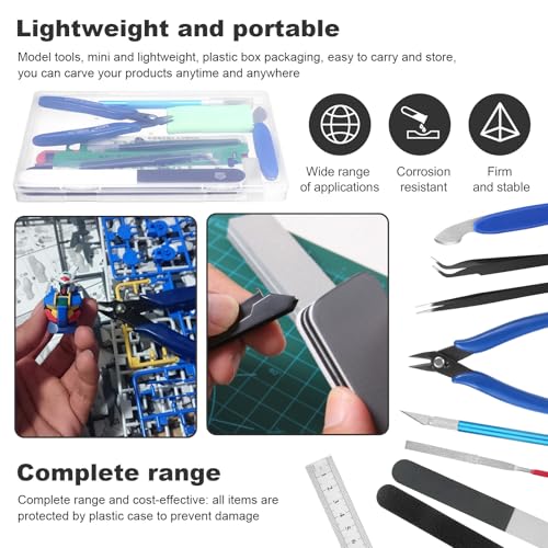 Fippy 11PCS Model Kit Tools, Hobby Model Building Tools, Model Making Tools Kit for Car Model Assembling, Building and Repairing - style: Set A
