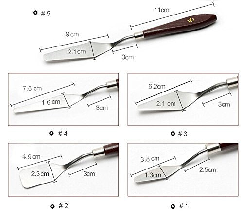Spatula Palette Painting Knife Set - Bemaxy Professional Stainless Steel 3D Printing Tools Wood Grain Handle Putty Knife, 3D Printer Accessories - Set of 5