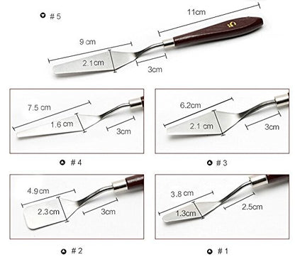 Spatula Palette Painting Knife Set - Bemaxy Professional Stainless Steel 3D Printing Tools Wood Grain Handle Putty Knife, 3D Printer Accessories - Set of 5