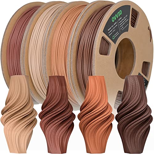 OVV3D Wood PLA 3D Printer Filament Bundle,Over 30% Real Wood Fiber,PLA 1.75 - color: Wood Color