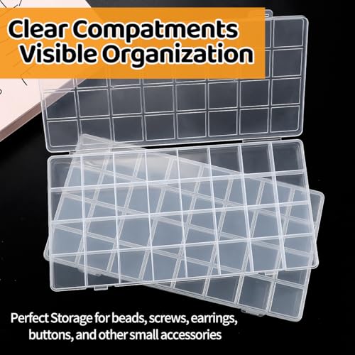 Praisebank 32 Grids Beading Storage Container Box, Perfect for Storage Beads & Small Items. (Clear / 4 Pack) - size: 32 x 4 Pack