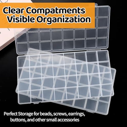 Praisebank 32 Grids Beading Storage Container Box, Perfect for Storage Beads & Small Items. (Clear / 4 Pack) - size: 32 x 4 Pack